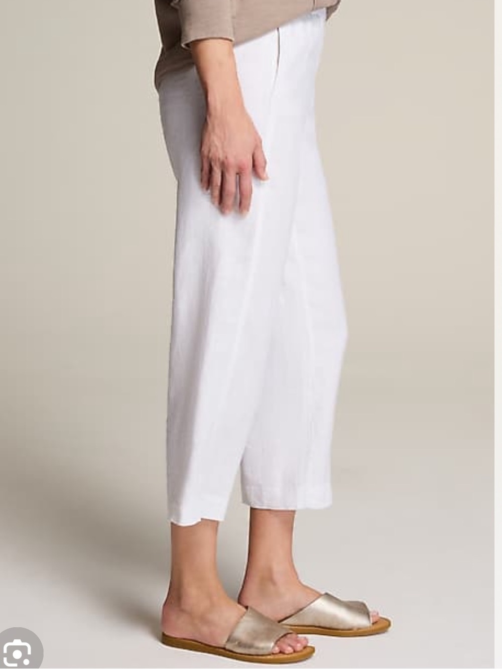 J. Jill Pure 100% Linen Slim Crops Pants Womens XL White Coastal Beach Resort